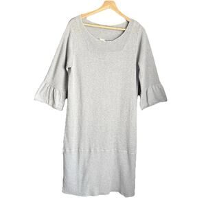 Poetry Cotton Linen Knit Sweater Dress NWT Light Blue Square Neck Flare Sleeve 8